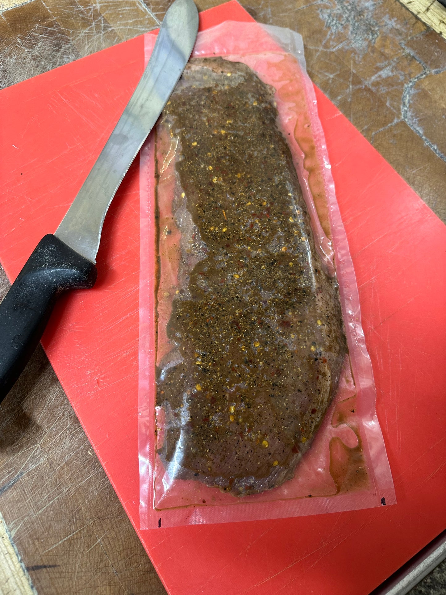 Ready to Hang Pre Spiced Beef Biltong in Vacuum Sleeve